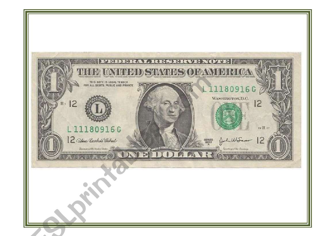 U.S. Money flashcards MATCH -- bills and names [12 pages]
